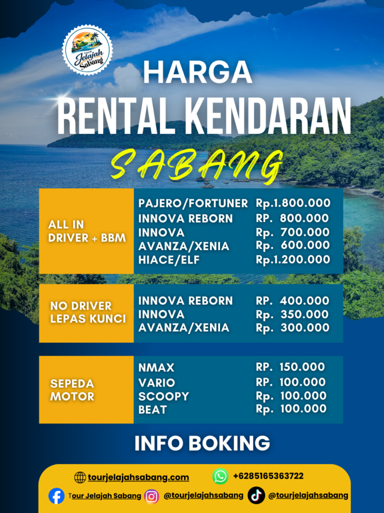 Poster Paket Rental Tour Jelajah Sabang